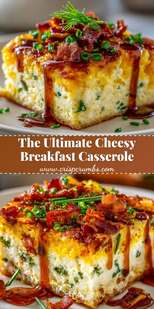A delicious and easy breakfast casserole recipe baked in a white dish. The make-ahead cheesy egg casserole is perfect for brunch or holidays.