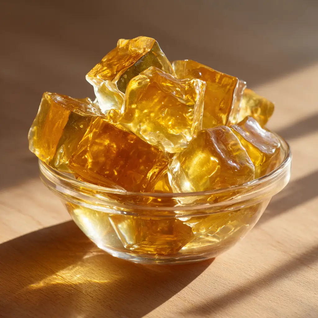 A glass dish filled with the viral gelatin recipe after chilling, ready to be sliced into individual servings. A healthy gelatin dessert.
