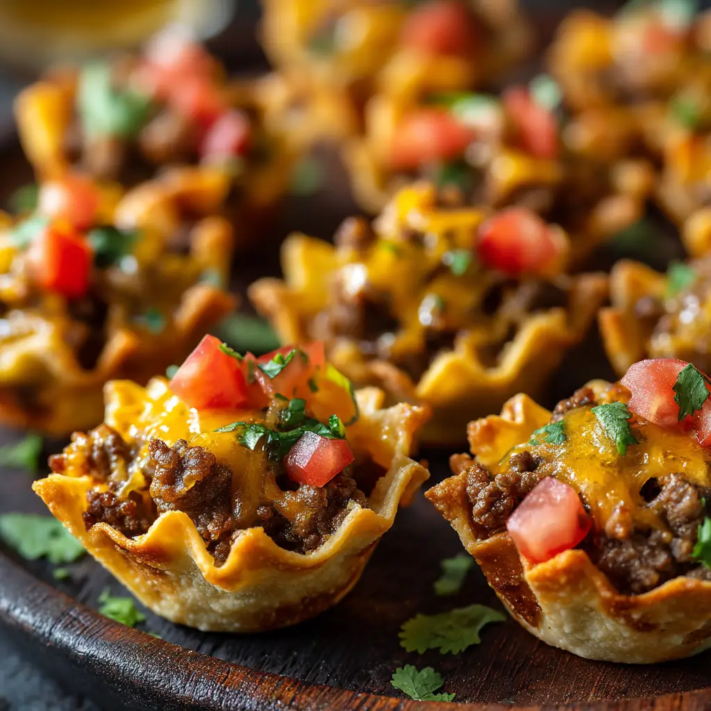 A close-up of a single taco ranch bite, showcasing the golden crescent roll crust filled with seasoned meat and cheese.