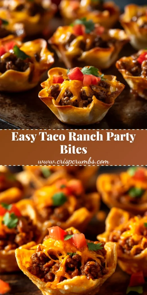 A platter of golden-brown Taco Ranch Bites fresh from the oven. These cheesy appetizers are perfect for parties and game day.