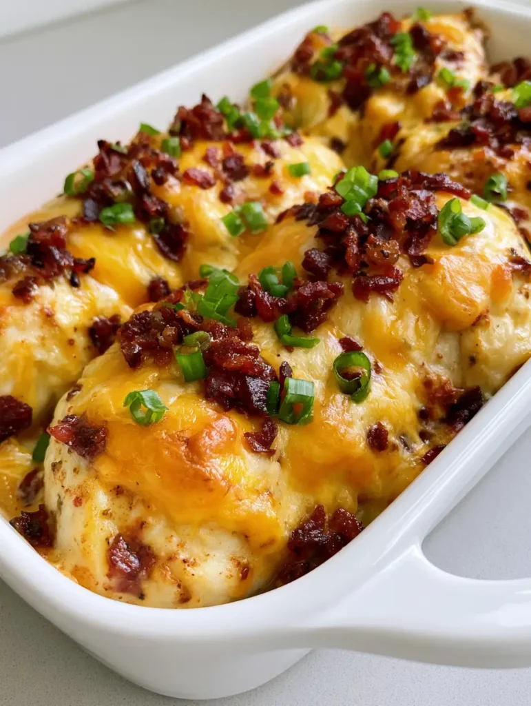 Crack Chicken Tenders with Melted Cheddar and Crispy Bacon 1 Top-down view of Crack Chicken Tenders with melted bubbling cheese, dark-red bacon bits, and sliced green onions.