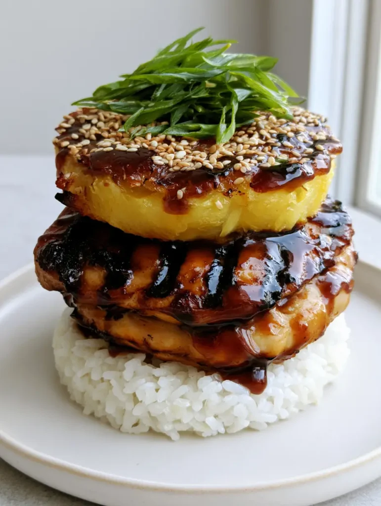 Close up of grilled chicken with dark char marks and thick amber huli huli glaze. (Hawaiian Huli Huli Chicken)
