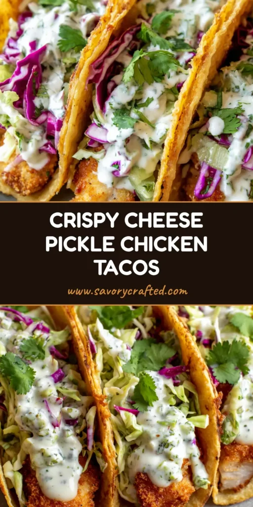 A professional flat lay of three Dill Pickle Ranch Smash Chicken Tacos featuring lacy cheese shells and vibrant cabbage slaw.