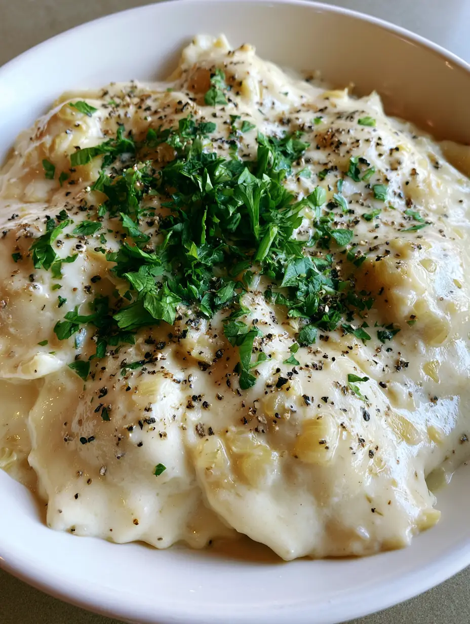 Garlic Parmesan Ravioli Sauce: The Ultimate Creamy 15-Minute Recipe 3 Detailed shot of thick ivory Garlic Parmesan Ravioli Sauce coating soft cheese-filled pasta with visible garlic flecks.