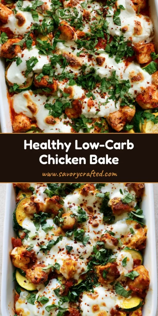Chicken Zucchini Bake: The Ultimate Low-Carb Cheesy Comfort Food 3 A close up smartphone photo of a Chicken Zucchini Bake in a white dish featuring melted mozzarella with charred spots, fresh basil, and red chili flakes.