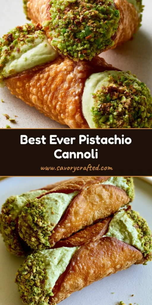 Pistachio Cannoli Recipe: Authentic Italian Crispy Pastry 4 A stack of three crispy Pistachio Cannoli with bubbly shells and green pistachio cream filling. (Pistachio Cannoli Recipe)