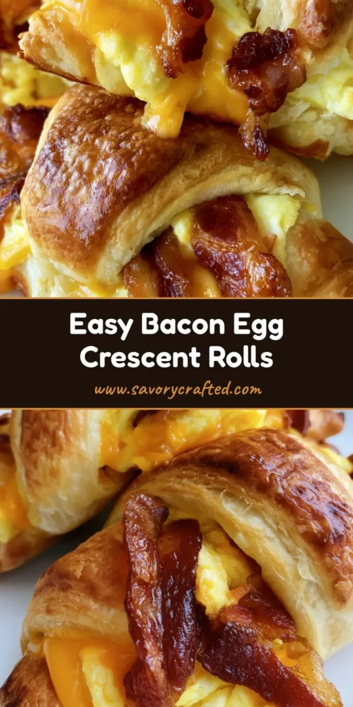 Close-up of golden-brown Bacon Egg and Cheese Crescent Rolls with melted sharp orange cheddar dripping and crispy glistening bacon on a white plate.
