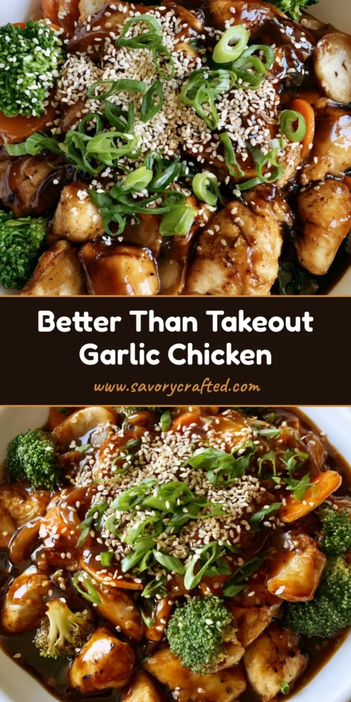 Chicken in Garlic Sauce: A Better-Than-Takeout Masterclass 4 A handheld smartphone photo of a white bowl featuring bite-sized seared chicken breast in a thick, dark brown glossy garlic sauce with broccoli, carrots, and sesame seeds.