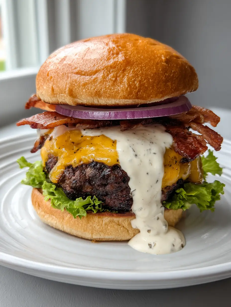 Close-up of a Crack Burger showing dark seared crust and grill marks on a beef patty.