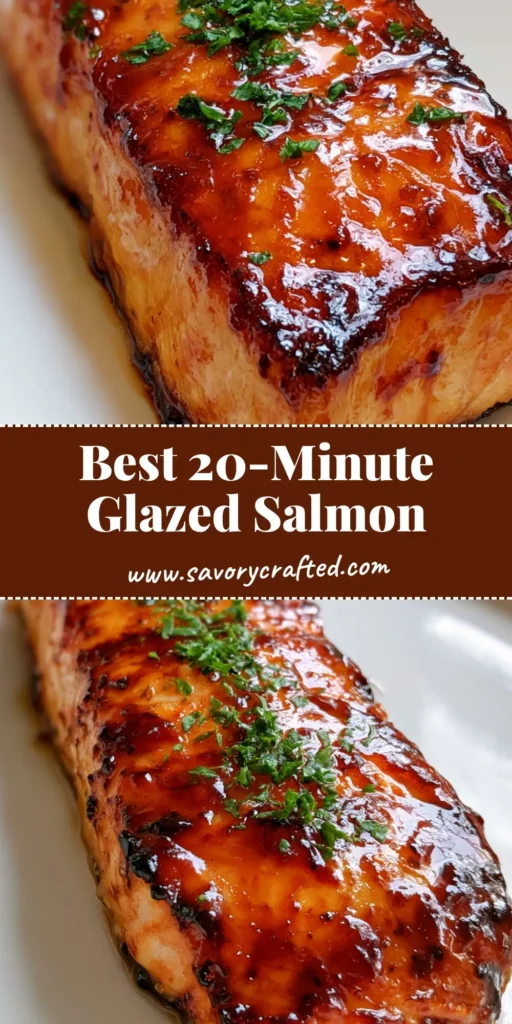 Brown Sugar Glazed Salmon with Caramelized Edges 4 A thick Brown Sugar Glazed Salmon fillet on a white plate with glossy amber sauce and caramelized edges.