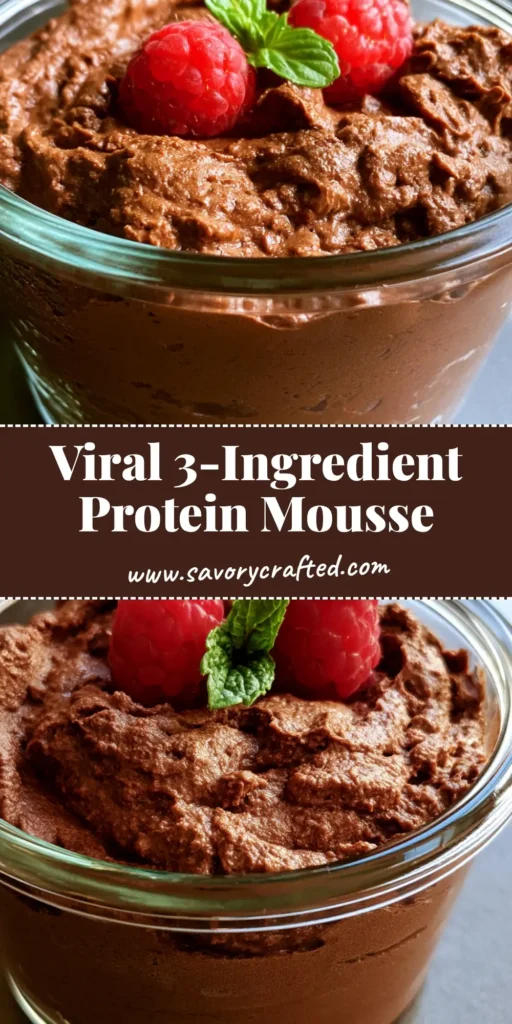 High Protein Chocolate Mousse with Blended Cottage Cheese 3 A thick and aerated High Protein Chocolate Mousse in a glass jar topped with two raspberries and a mint leaf.