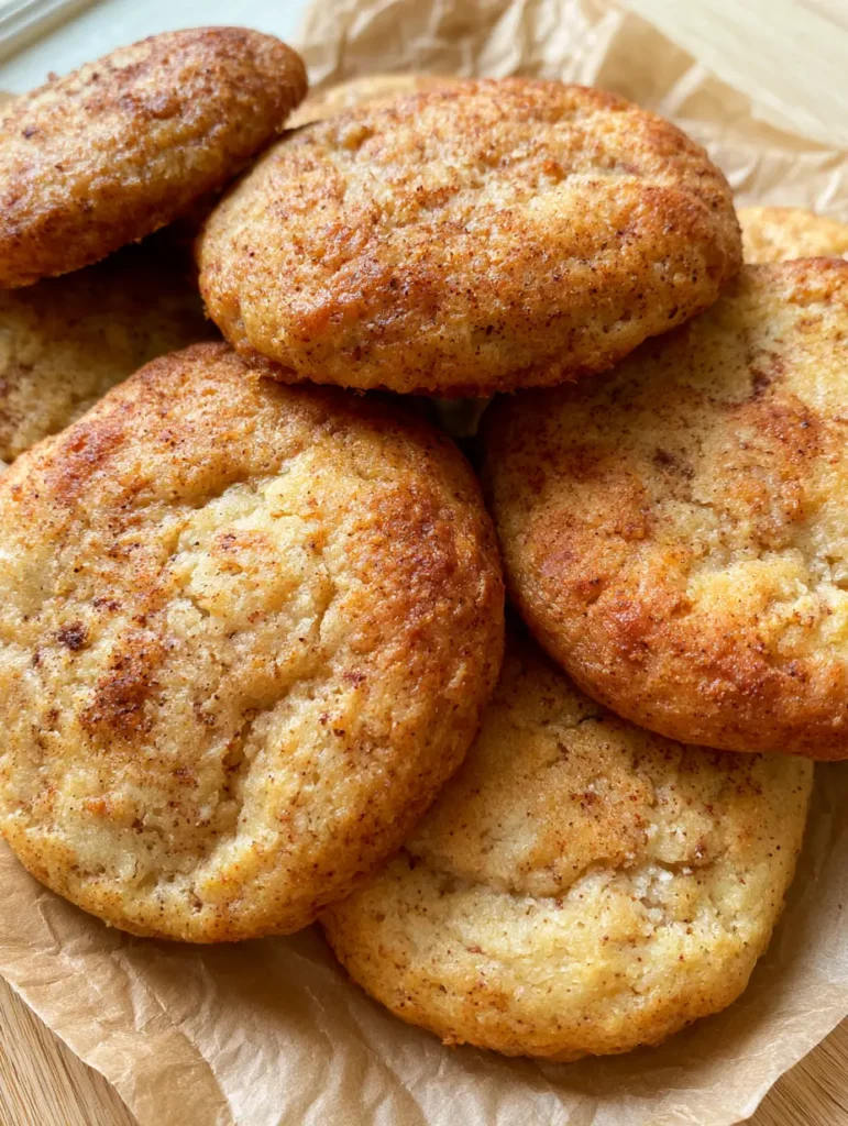 Smartphone photo of soft-baked Banana Bread Cookies showing tiny dark specks of cinnamon and a moist interior crumb.