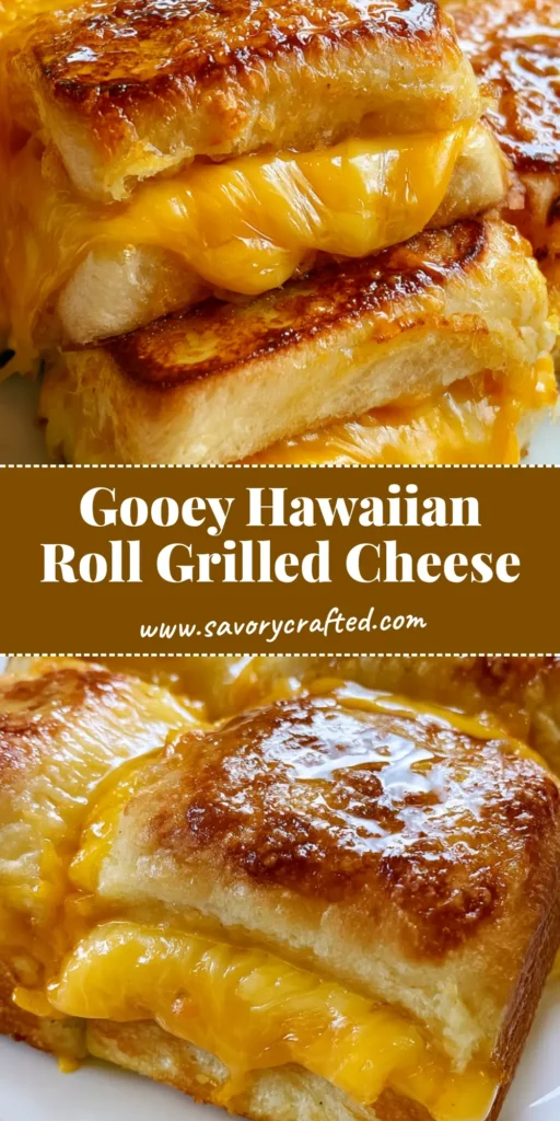 Mini Grilled Cheese Hawaiian Rolls: The Ultimate Buttery Pull-Apart Sliders 3 Close-up of pull-apart Mini Grilled Cheese Hawaiian Rolls with melted yellow cheddar oozing out and a glistening butter glaze.