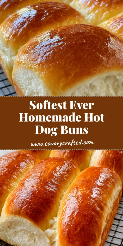 A batch of six freshly baked Homemade Hot Dog Buns with a high-gloss finish resting on a black wire rack.